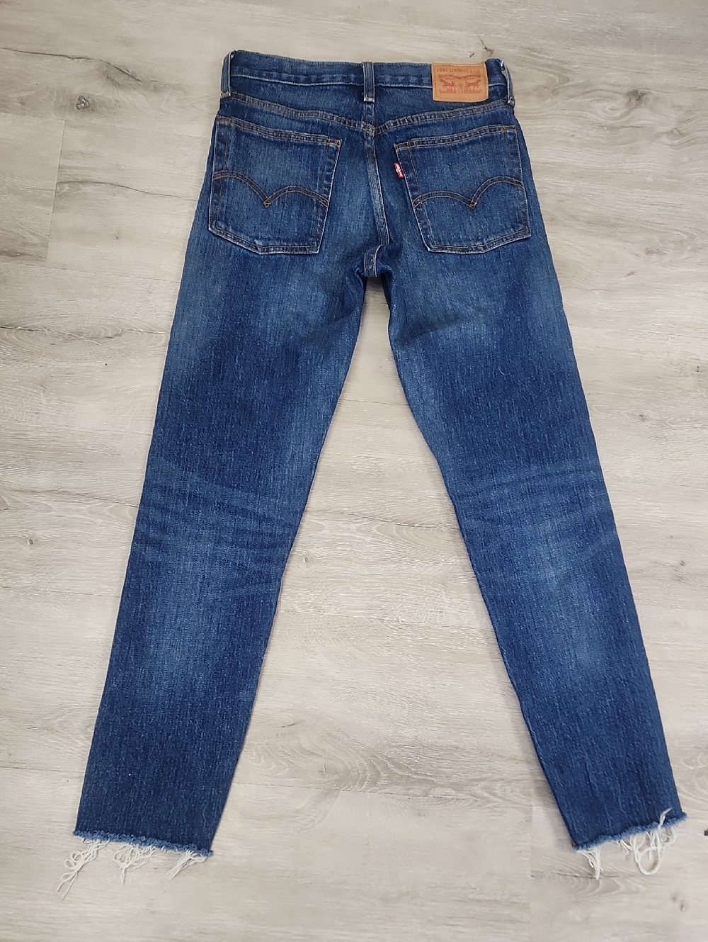 Levi's White Oak Button Fly Dark Blue Slim Straight Jeans